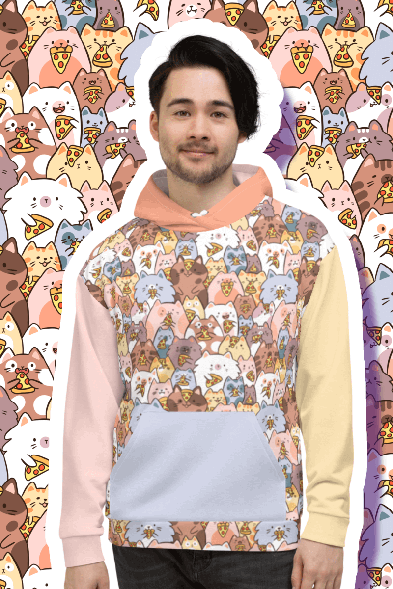 Whimsical Cat Pizza Party All-Over Hoodie product image (4)