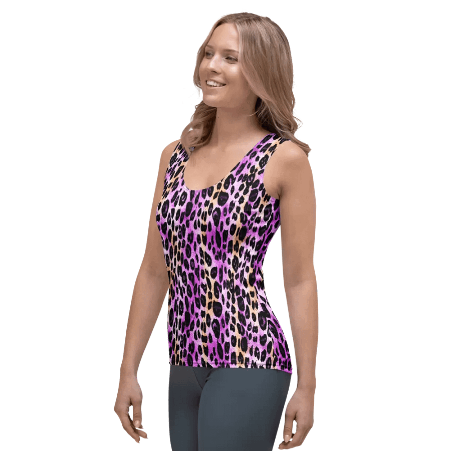 Purple Beige Leopard Wopmen Tank Top product image (3)