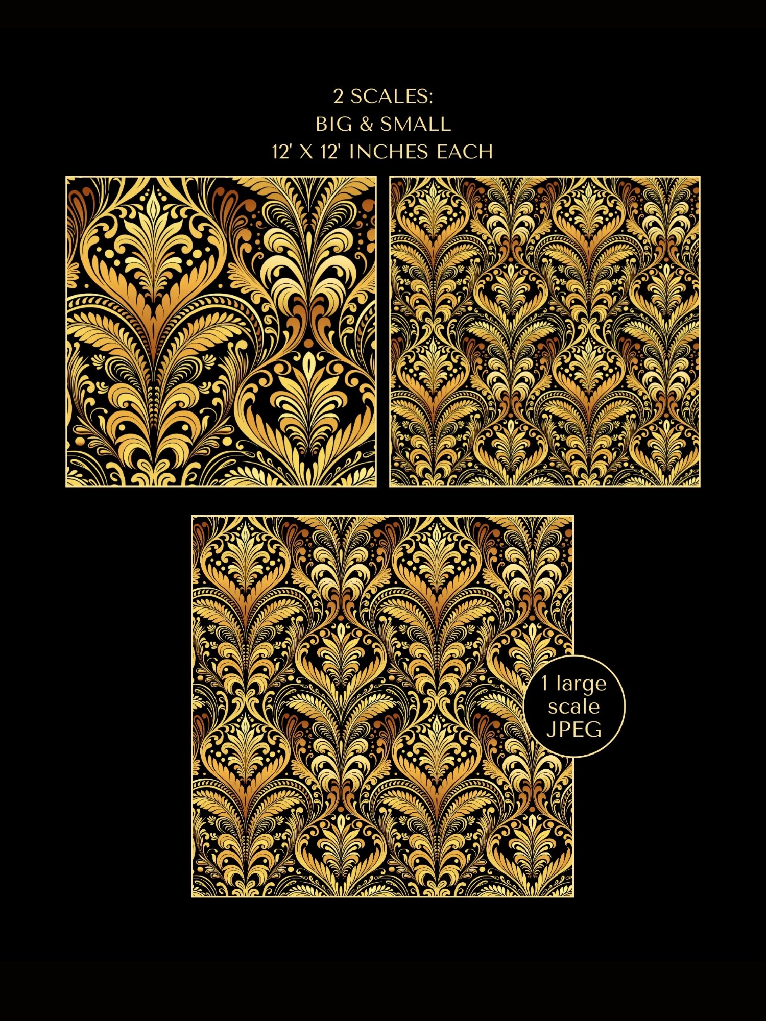 Gold Vintage Glamour Flourishes Single Seamless Pattern product image (5)