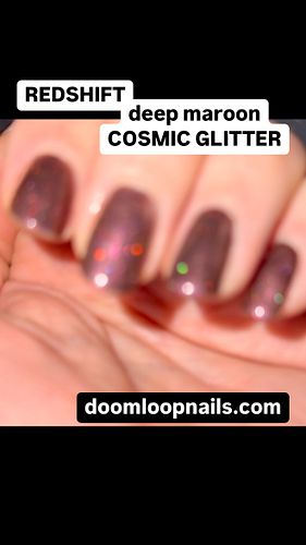 REDSHIFT is a gorgeous spacey dark red glittering dream. Don’t let it slip through your fingers - ON SALE NOW. #indienailpoli...