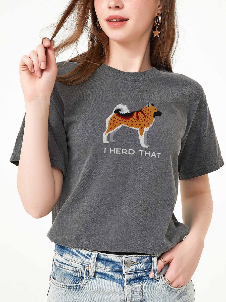 I Herd That T-Shirt(Embroidered) of a Norwegian Elkhound(Brown) product image (2)