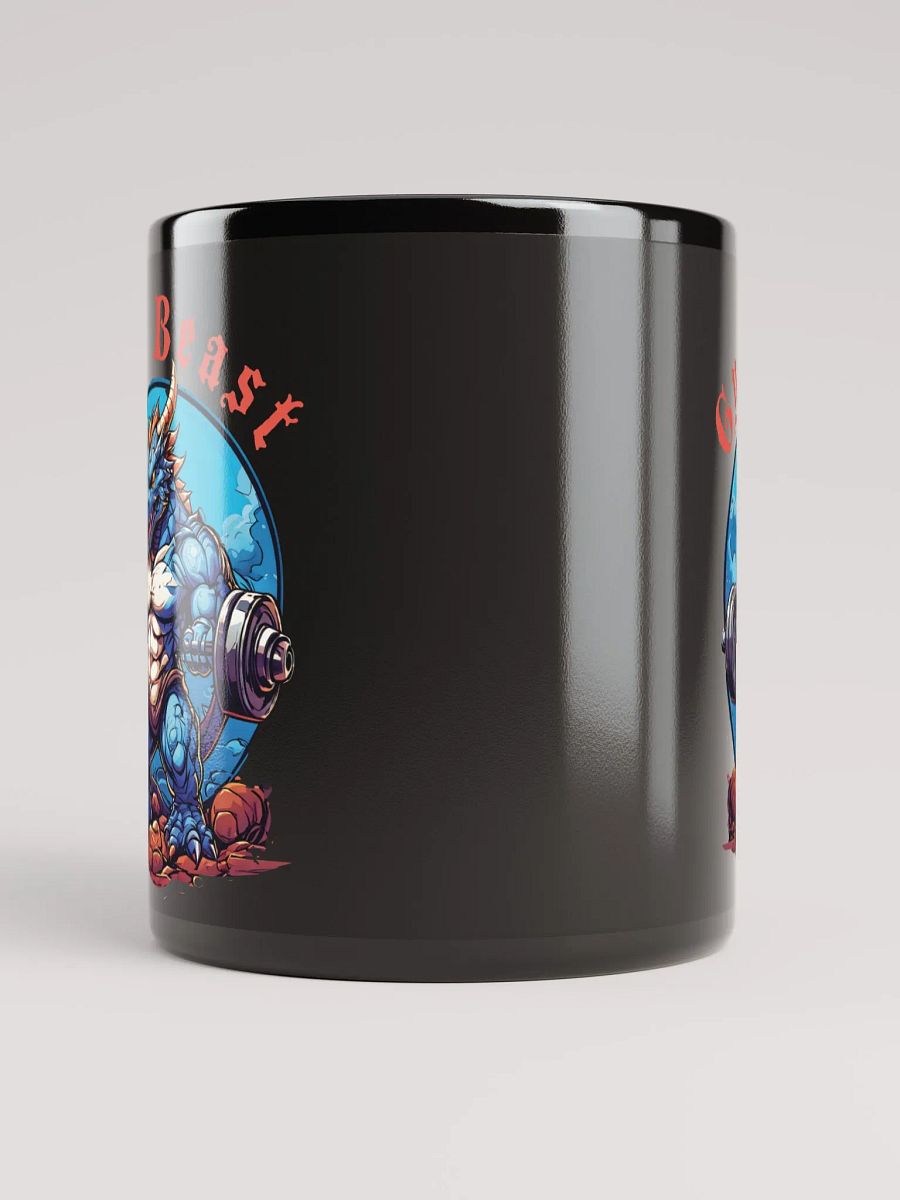 Gym Beast - Unique Funny Black Glossy Mug Printed on Both Sides | Cool Strong Muscular Dragon Lifting Weights | Best Gift for Gym Lovers product image (5)