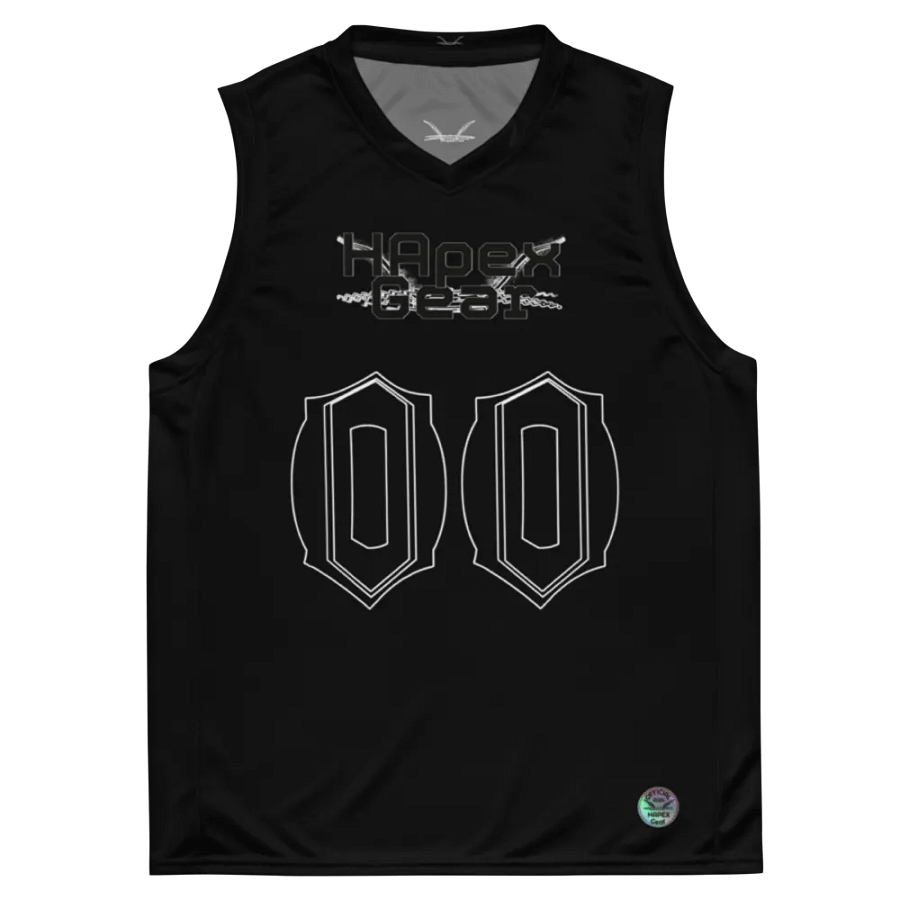 French - Black - Recycled Unisex Basketball Jersey - Black HApex Gear Black Logo product image (2)