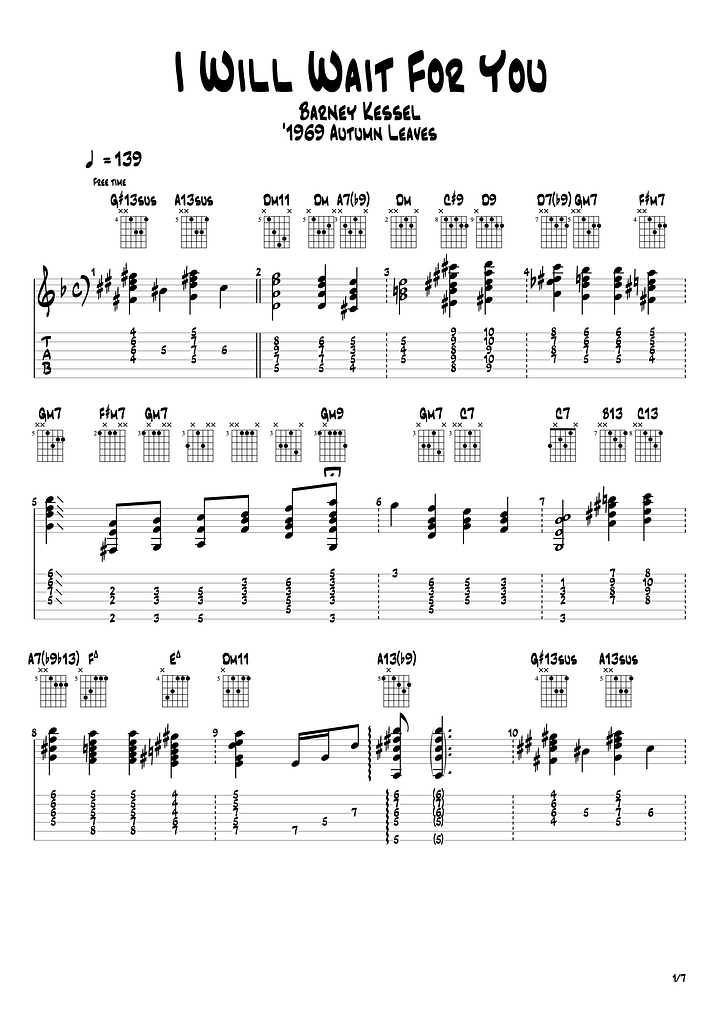 [Transcription PDF] I Will Wait For You - Barney Kessel product image (2)