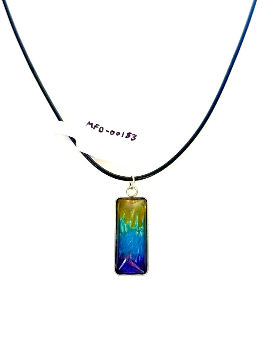 Electric Tide Pendant Necklace | Yellow, Blue & Purple Gradient | Rectangle Cabochon | Monique Faella Designs™ | MFD-00153 product image (4)