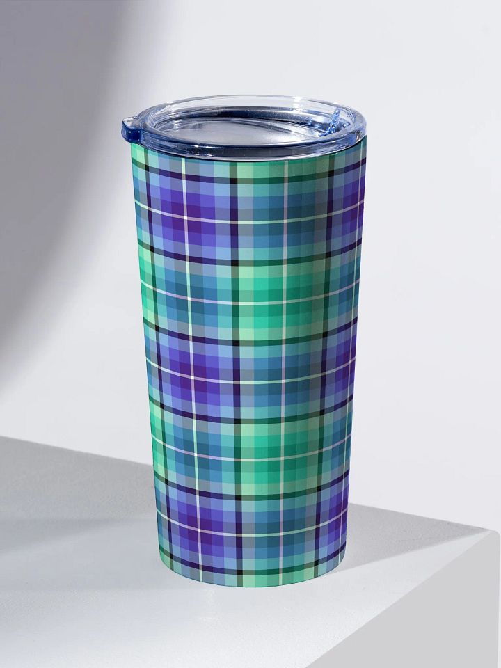Bright Green and Purple Plaid Travel Tumbler product image (1)