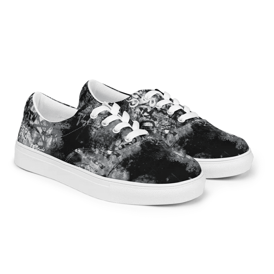 Black and White Graffiti | Women's Lace-Up Canvas Shoes product image (3)