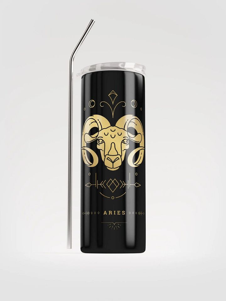 Celestial Golden Aries Zodiac Stainless Steel Tumbler - Embrace Cosmic Elegance! ♈ product image (1)