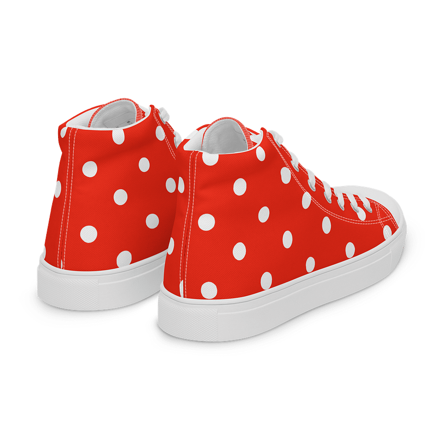 White Polka Dots on Red Women's High Top Canvas Shoes product image (6)