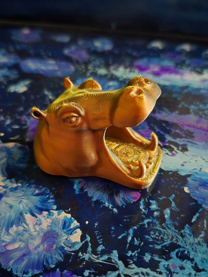 Small Roaring Hippo Head - 3D Printed product image (1)
