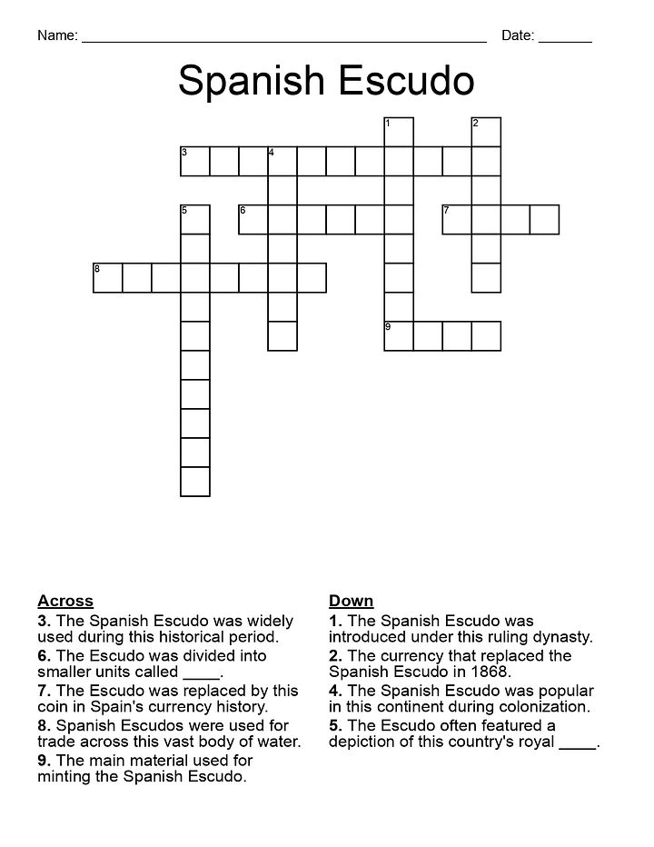 OLD GOLD COIN Crossword Puzzle - Spanish Escudo product image (2)