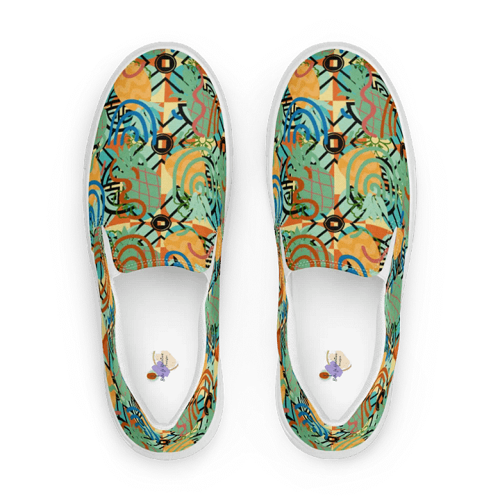 Yadit Abstract Collection in Green-Blue-Women's Slip-On Canvas Shoes product image (2)