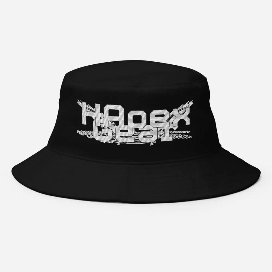 Bucket Hat - Embroidered - White HApex Gear Black Logo product image (9)