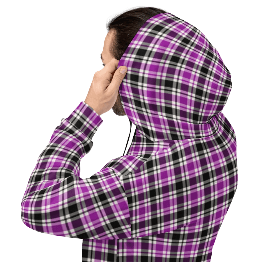 Purple, Black & White Plaid Hoodie product image (8)