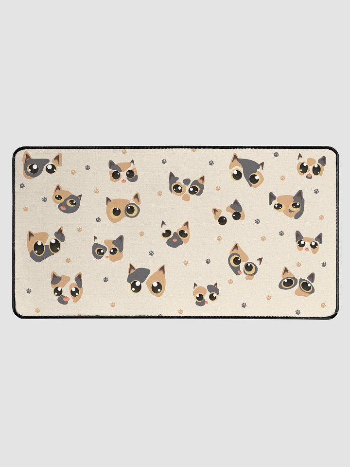Cute Calico Cat Faces (Yellow Eyes) Desk Mat 15.5" x 31.5" product image (1)