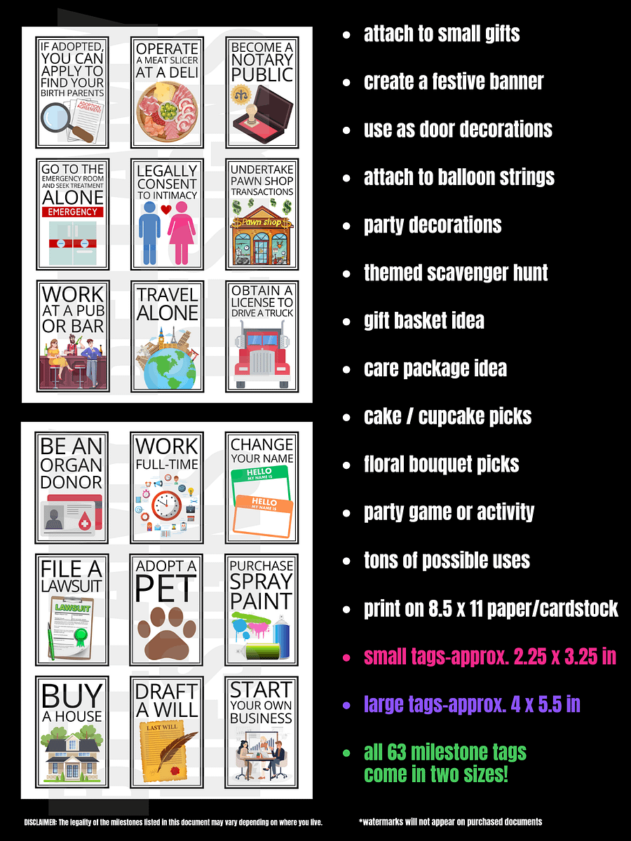 18th Birthday Gift Tags Things You Can Do When You're 18 product image (6)