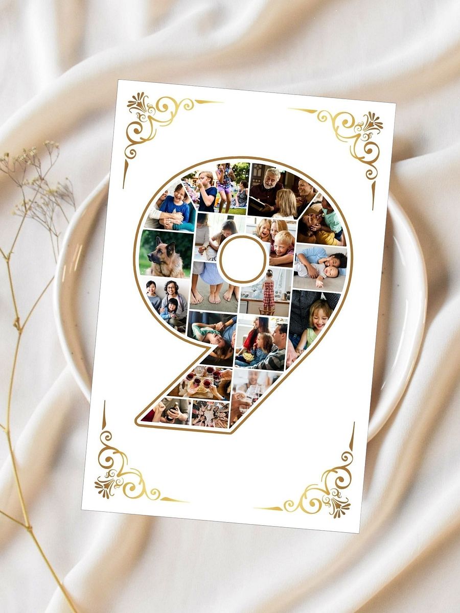Nine Year Celebration Card Photo Collage Canva Template product image (3)