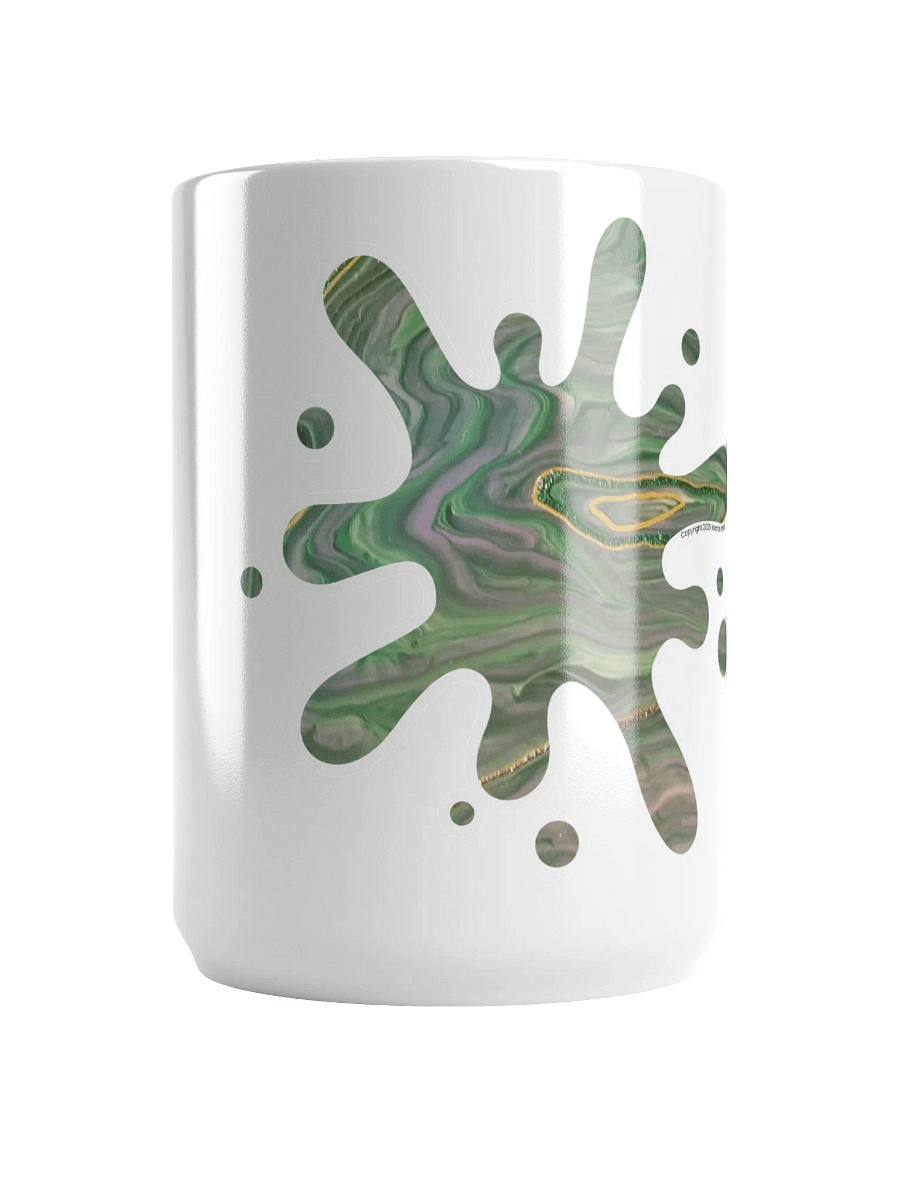 Acrylic Painting Splatter Mug w/Greens & Gold product image (5)