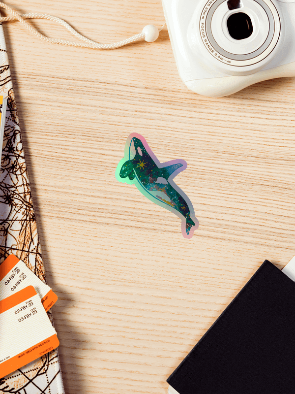Galaxy Orca - Teal Variation Holographic Sticker product image (2)