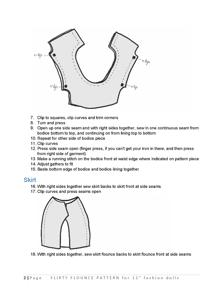 Flirty Flounce sewing pattern for 12" fashion dolls product image (3)
