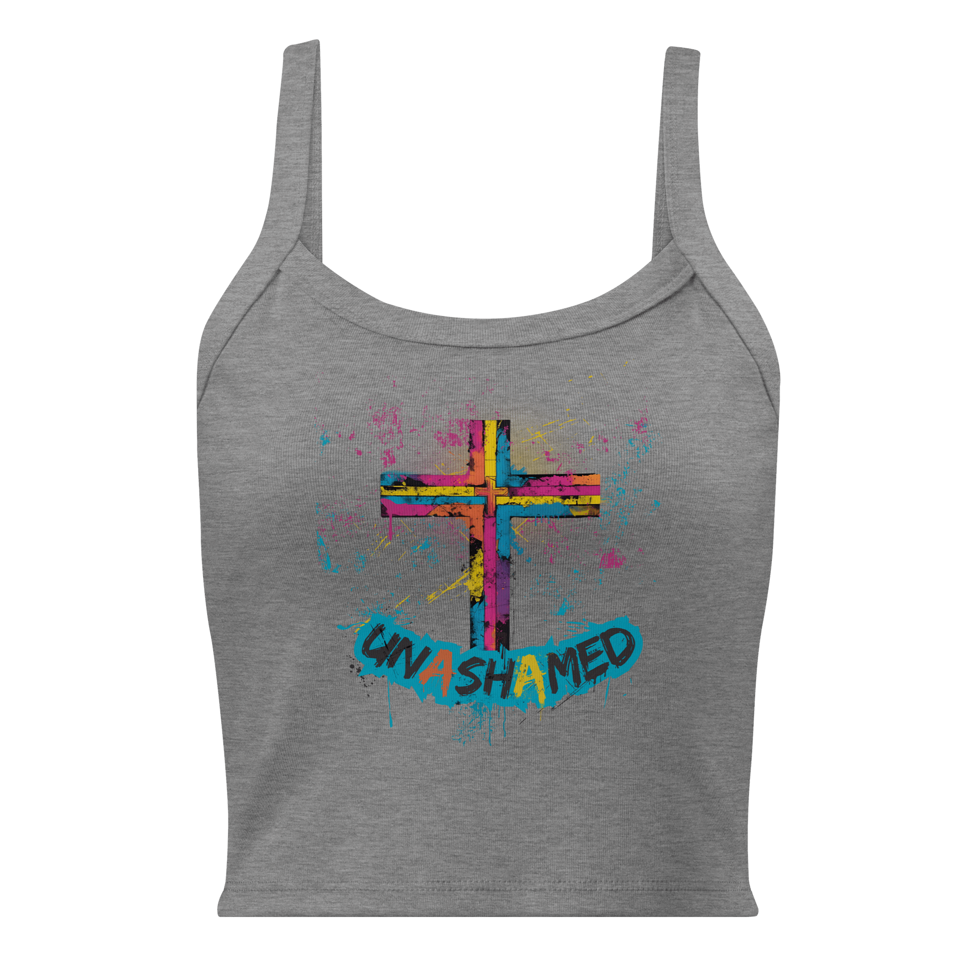Unashamed Ro 1:16 Cross Women’s Tank Top – Bella + Canvas Micro-Rib Fit product image (3)