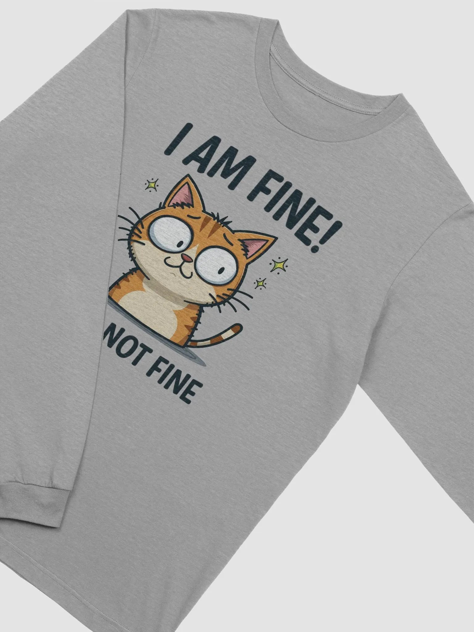 Anxious Cat 'I Am Fine' Long Sleeve Tee product image (24)