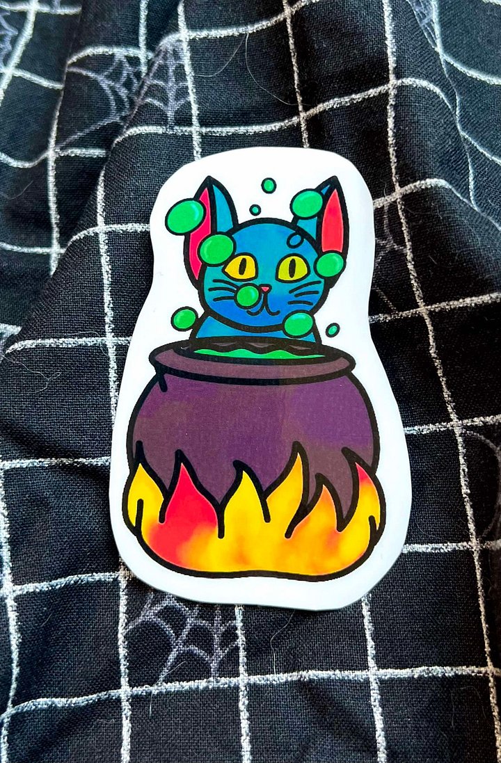 Cauldron Cat | Vinyl Glossy Sticker product image (1)