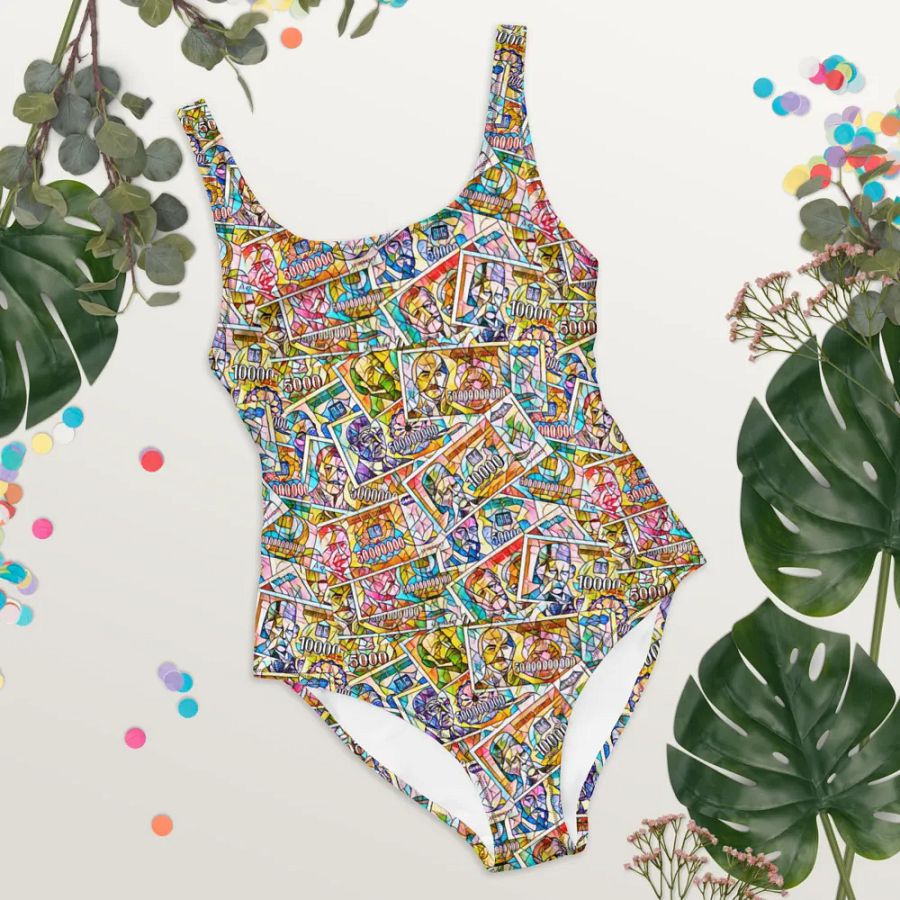 Jugoslovenski inflatorni dinar 1993 (Kolaž/mozaik) All-Over Print One-Piece Swimsuit product image (8)