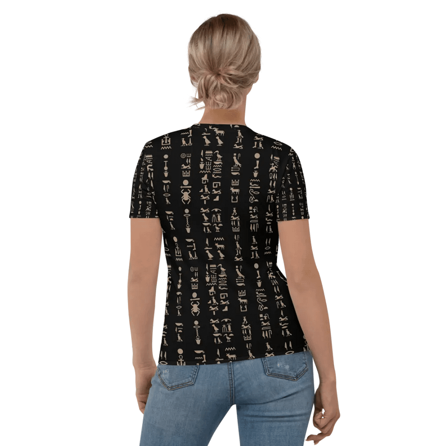 Isis Black Hieroglyphs Women's Crew Neck T-Shirt product image (2)