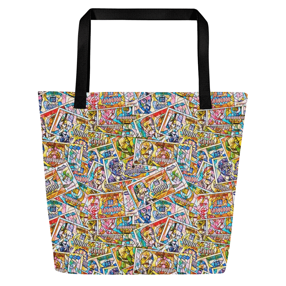 Jugoslovenski inflatorni dinar 1993 (Kolaž/mozaik) All-Over Print Large Tote Bag w/ Pocket product image (1)