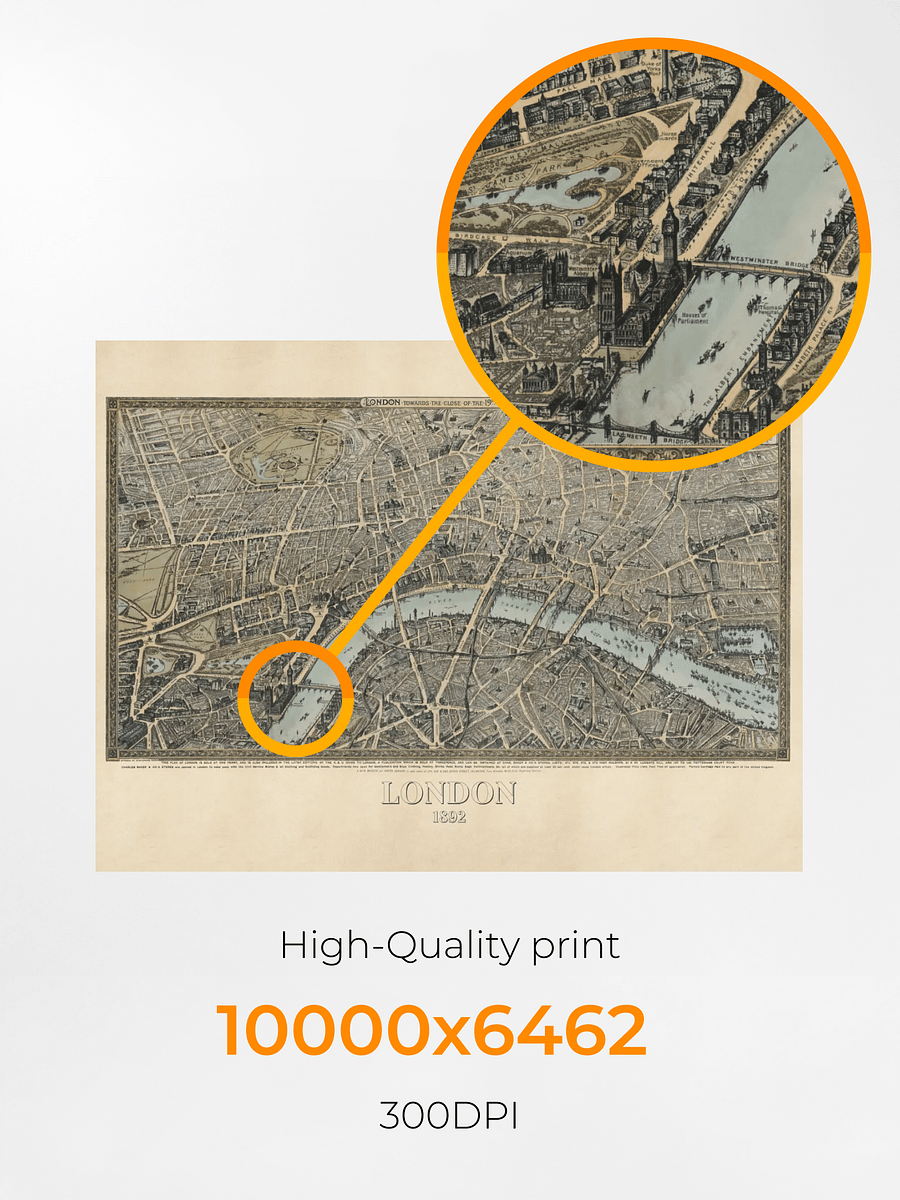 London 1877 Poster Print – Hand-Drawn Historic City Map (Unframed) product image (4)