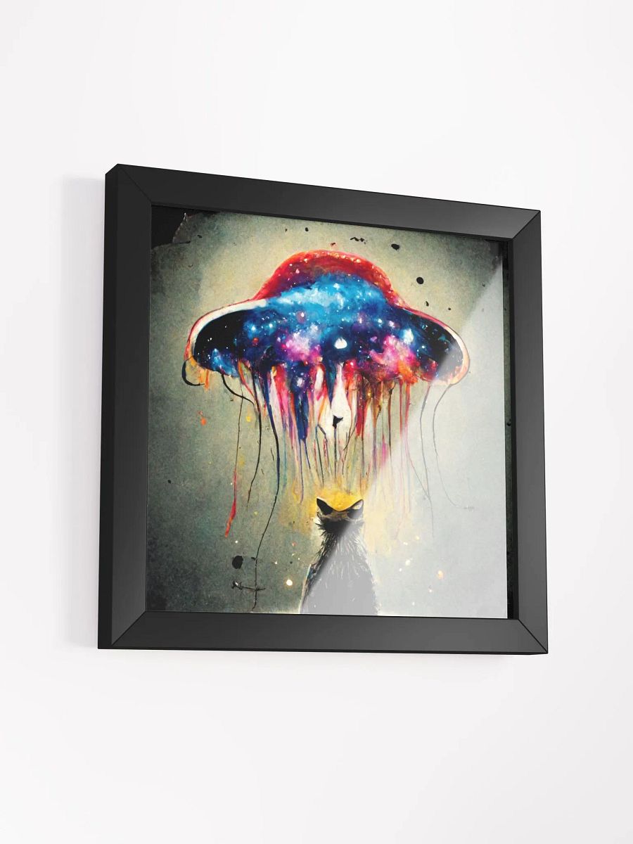 Jellyfish ship and curious kitty! Vibant Matte Wood-Framed Print product image (13)