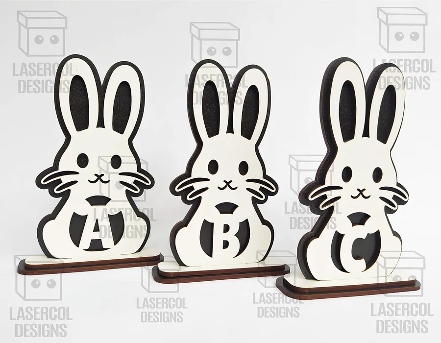 Easter Bunny Monogram Set 2 (3 Sizes) - Laser Cut Files product image (4)