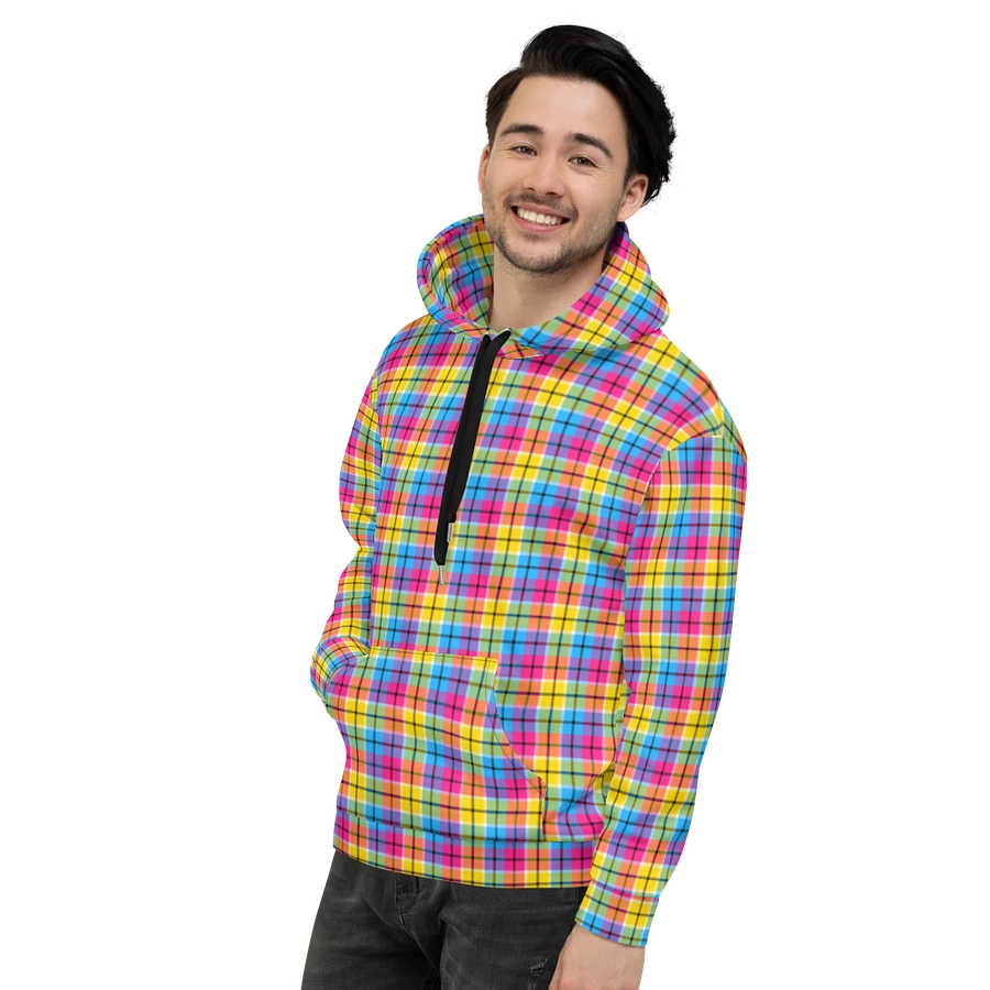 Hot Pink, Turquoise, and Yellow Plaid Hoodie product image (4)