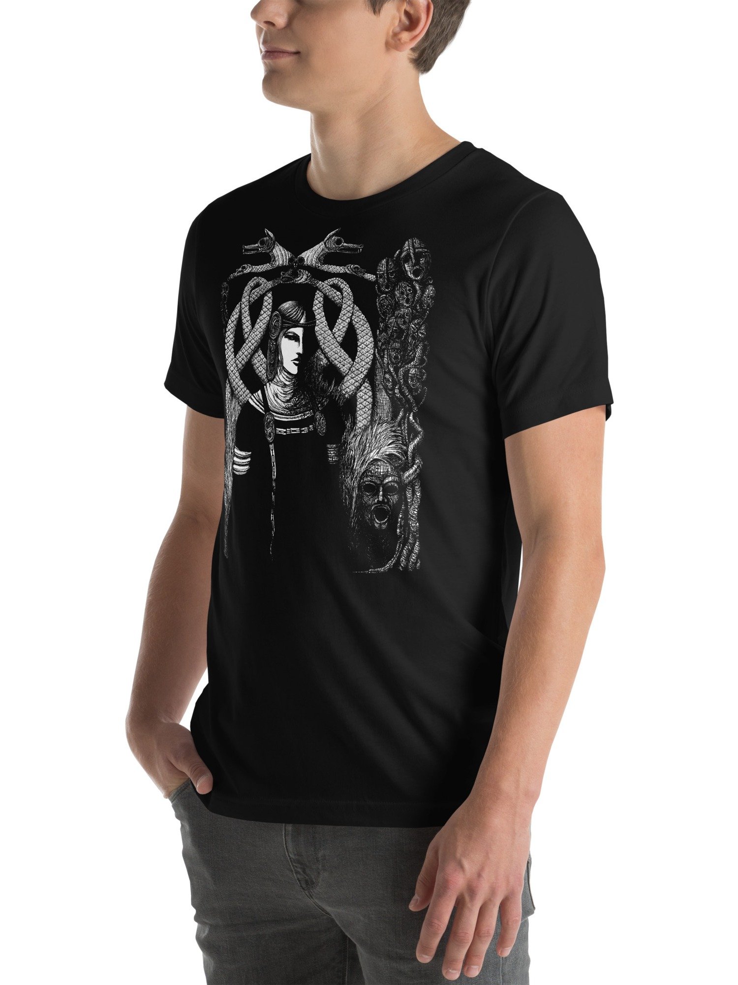 Hel in Black Regular Fit Supersoft Bella Canvas T-Shirt Norse Mythology product image (5)