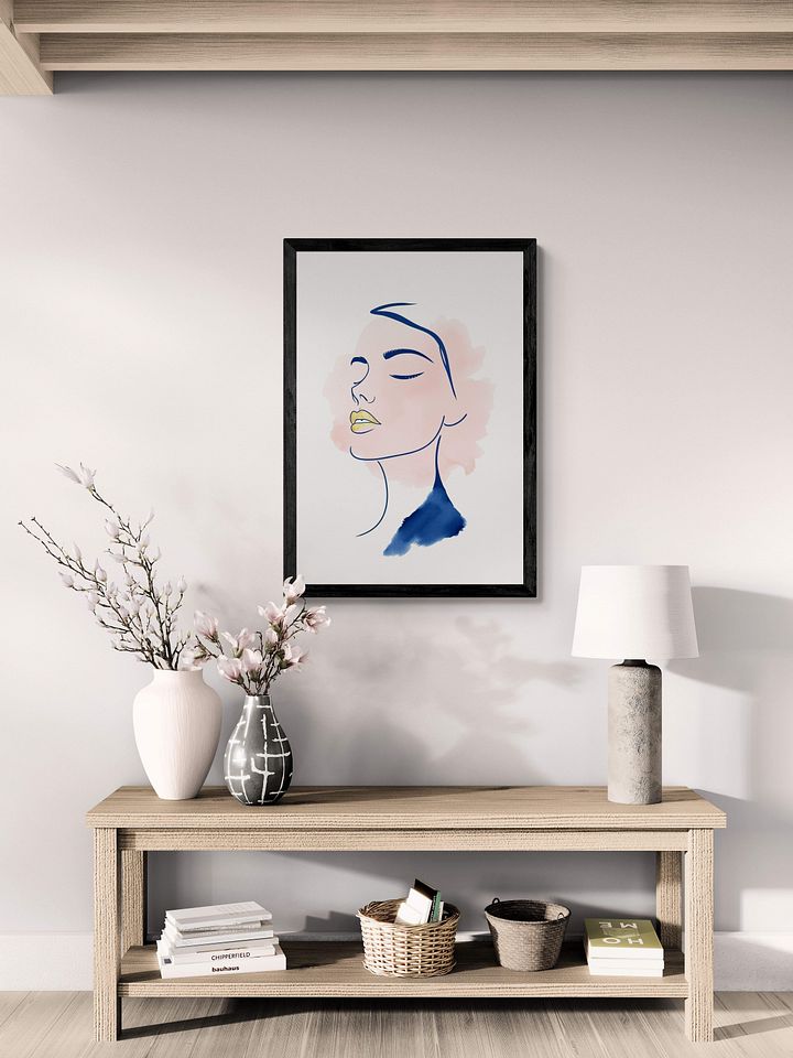 Woman Face Watercolor Art in Blue and Pink product image (1)