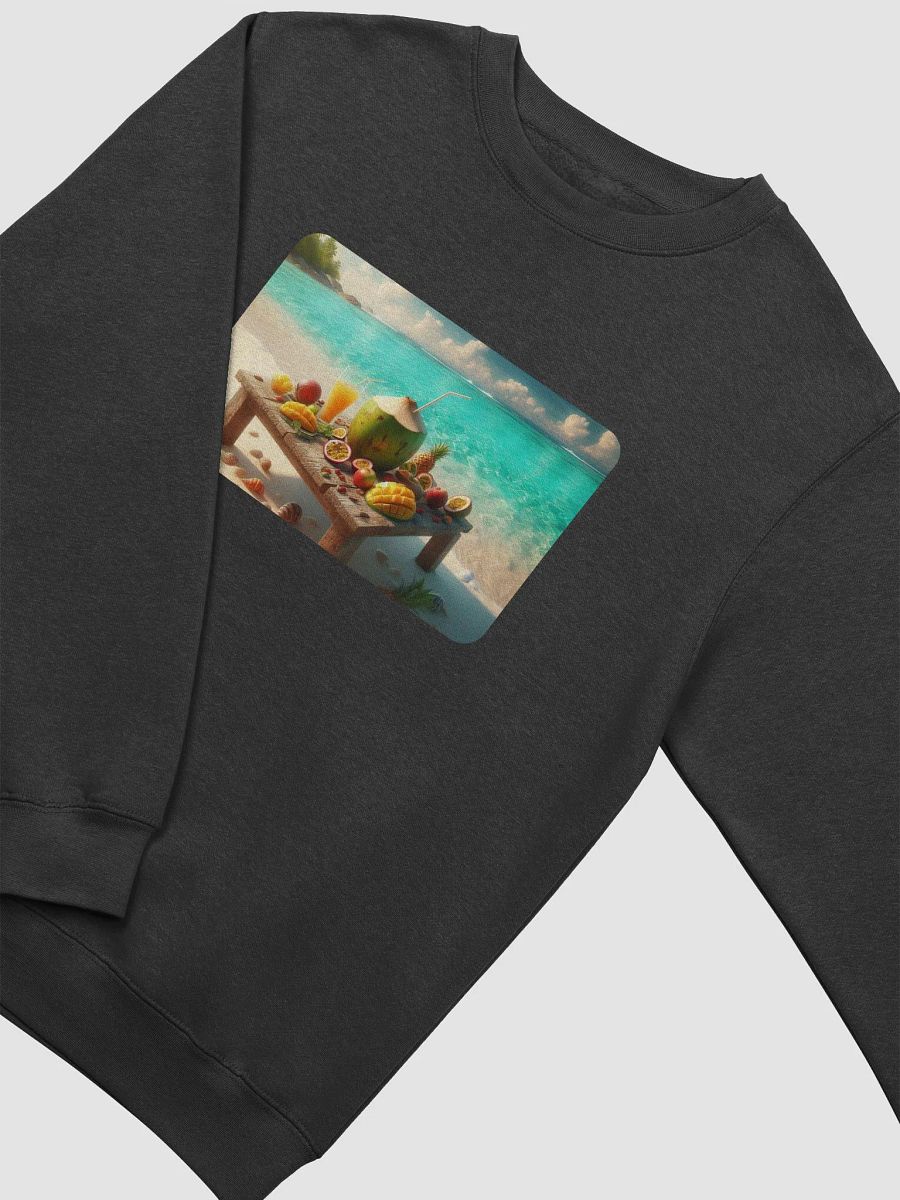 Tropical Paradise Crewneck Sweatshirt | AI Design young green coconut on the beach product image (3)