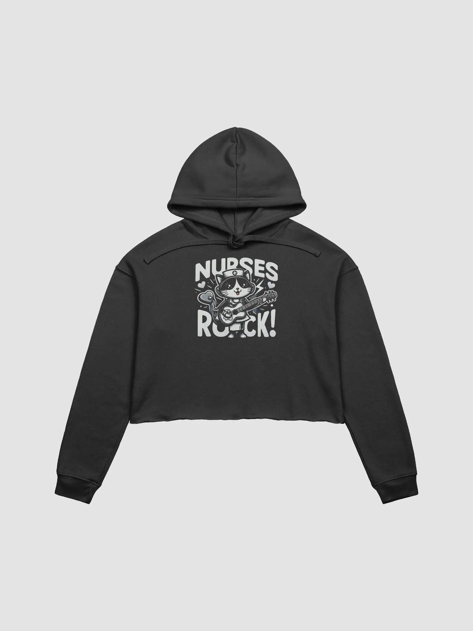 Nurse Rockstar Cat Crop Hoodie product image (3)