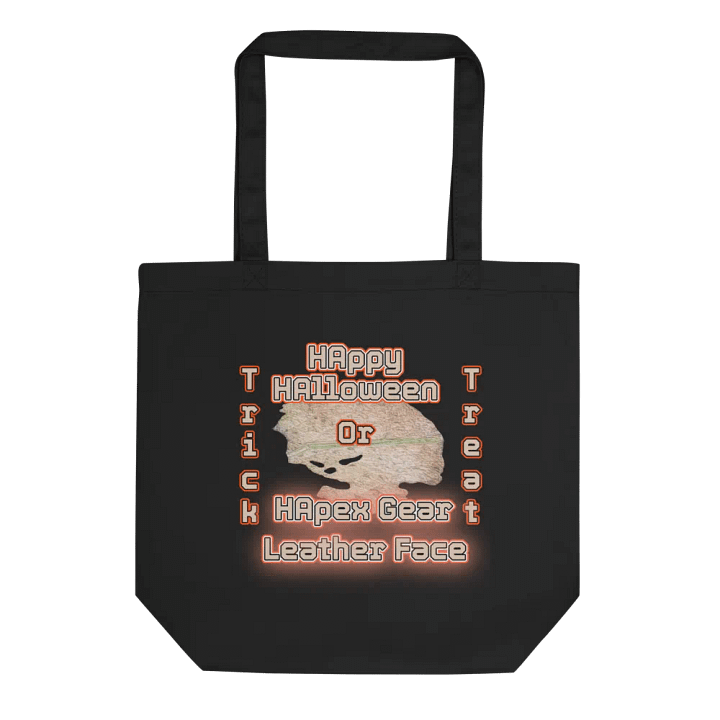 Eco-Friendly Tote Bag - Black - HAppy HAlloween Leather Face product image (2)