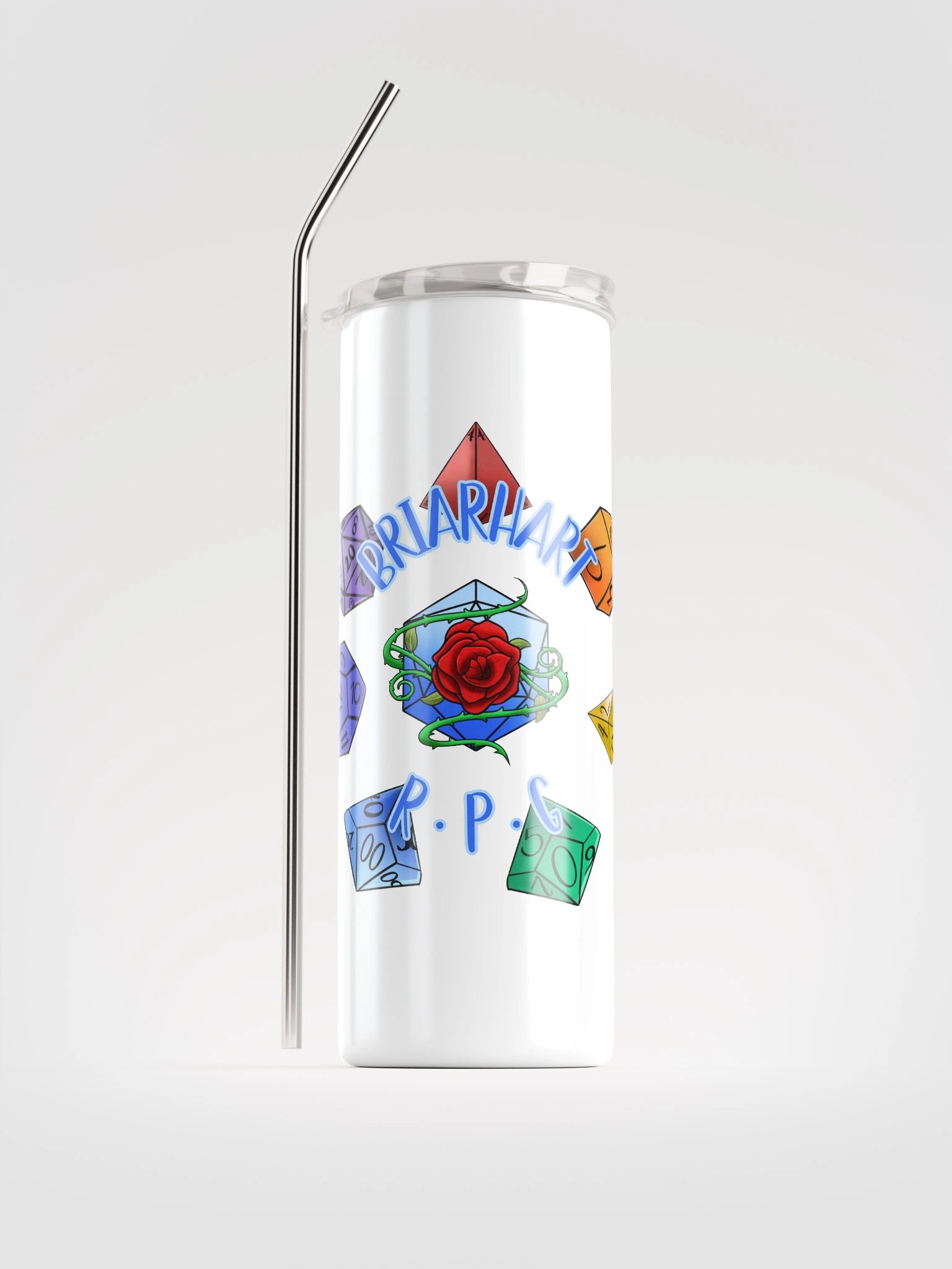 BriarHart RPG Stainless Steel Tumbler w/Straw - PRIDE 2025 - White product image (1)