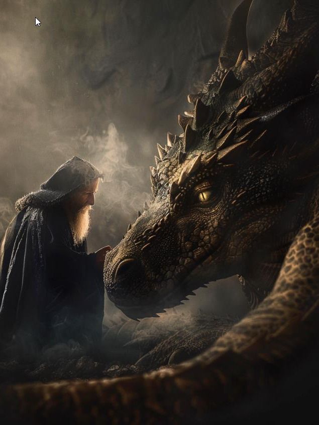 Sorcerer and his dragon 01 - Digital download product image (1)