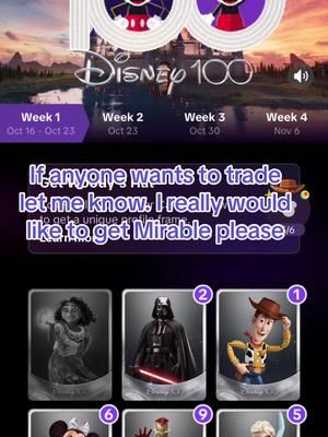Please help follow and trade we have 4 weeks to get all of these hats :) #disney #disney100 #disney100capsules #tradecards 