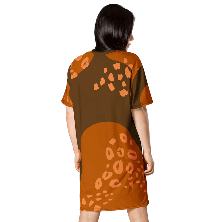 Orange Leopard Waves T-Shirt Dress product image (2)