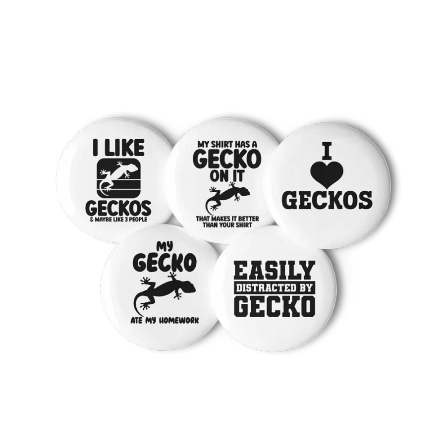 Glossy Black Collection: Pin Button Set with Geckos all over product image (11)