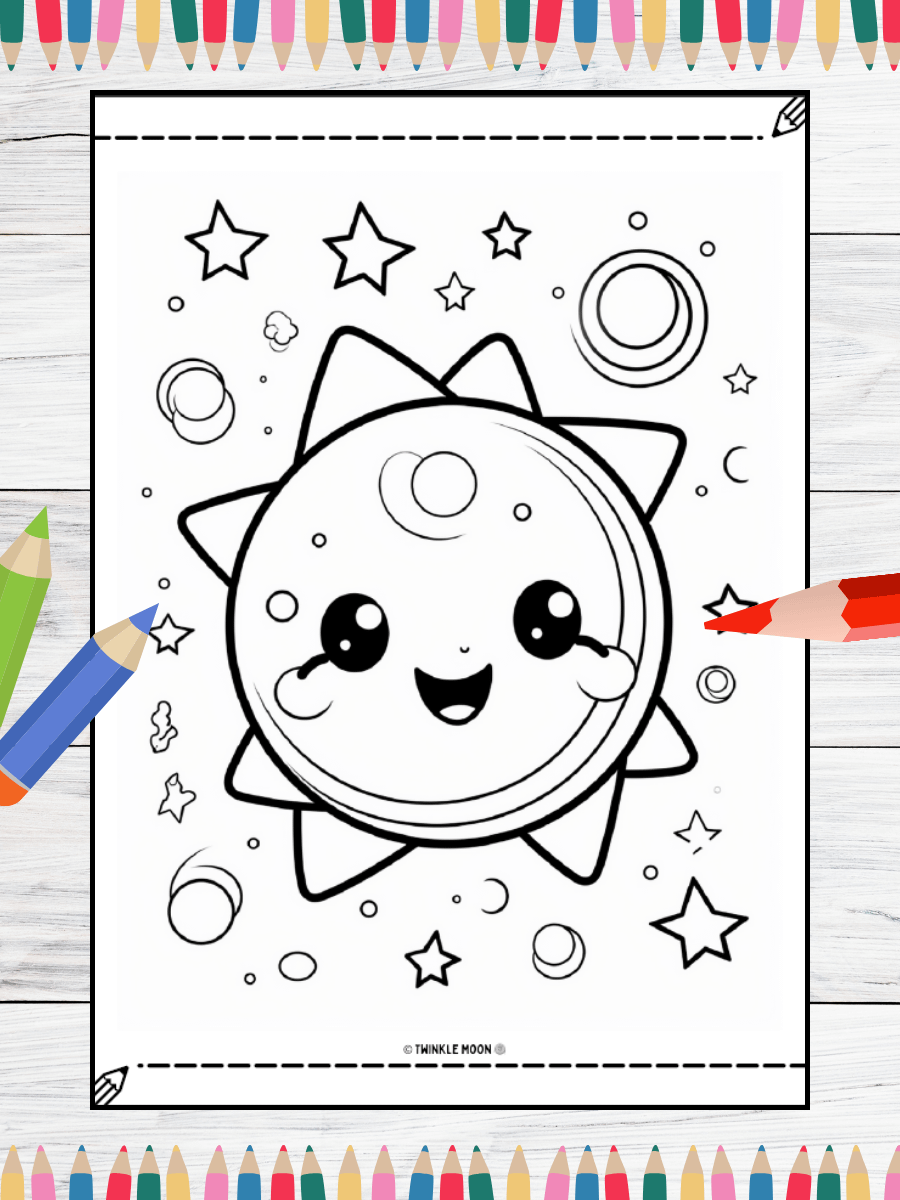 20 Cute Kawaii Space Coloring Pages#5 (PDF Coloring Pages) product image (4)