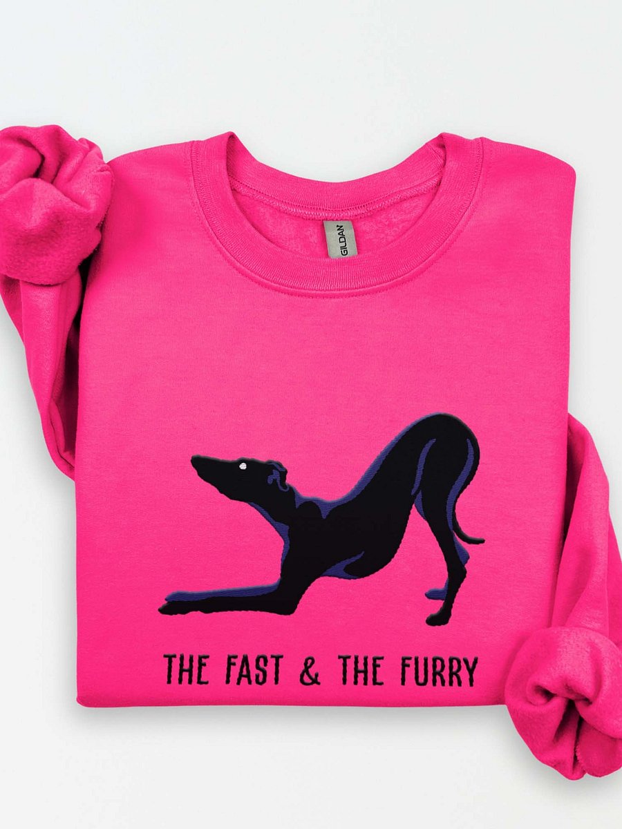 The Fast & the Furry Sweatshirt (Embroidered) of an Italian Greyhound(Black) product image (1)