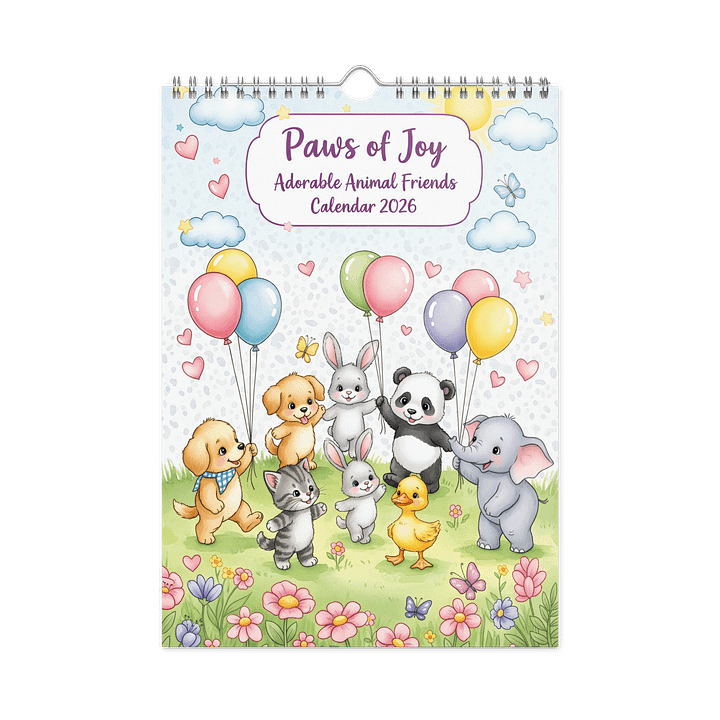 Paws of Joy Wall Calendar 2026 – Adorable Animal Friends product image (1)