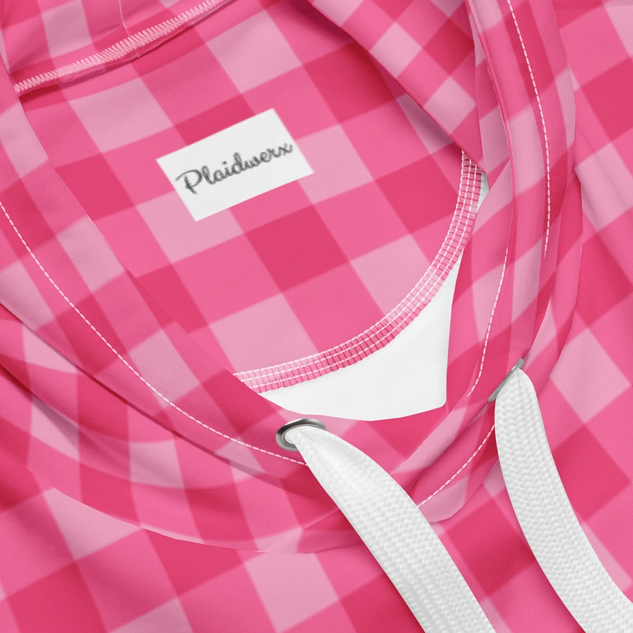 Bright Pink Checkered Plaid Hoodie product image (10)