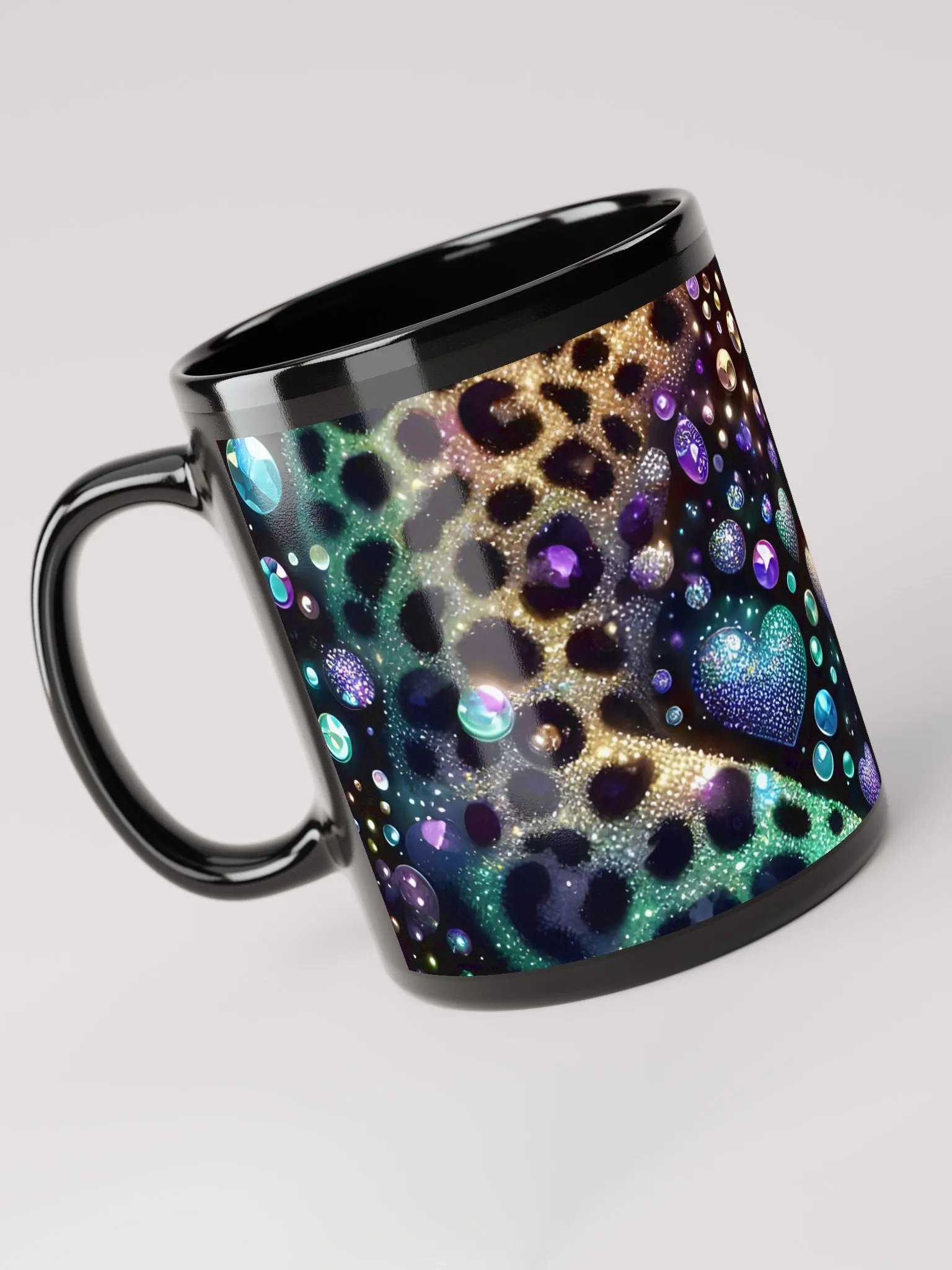 Glimmering Hearts Black Glossy Mug product image (6)