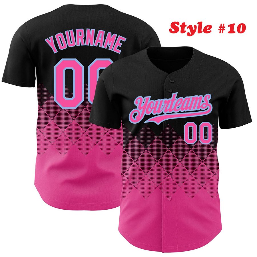 Authentic Baseball Jersey, Custom Baseball Jersey, Personalized Sport Jersey, Colorful, Number, 3D Gradient Square Shape product image (185)
